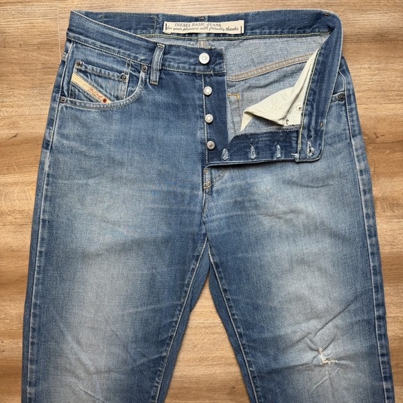 Vintage Diesel Cheyenne Jeans Men 33x34 Blue Straight Leg Distressed Italy 90s - Picture 2 of 16